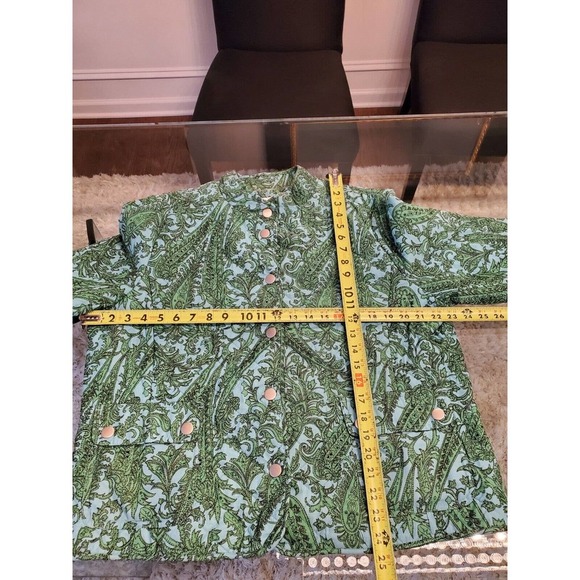Charter Club Women Green & Blue Cotton Long Sleeve Buttons Front Jacket Size XL - Picture 13 of 14